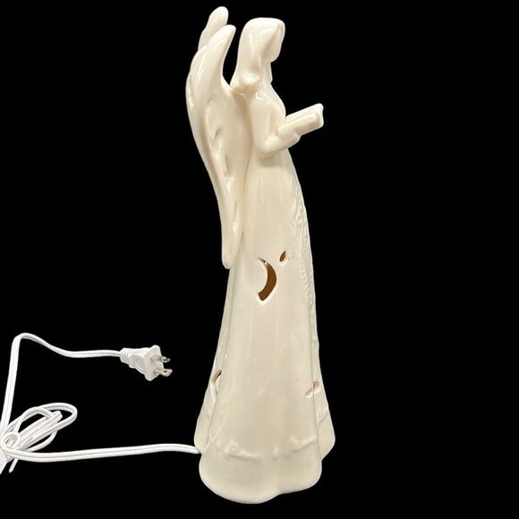 Angel Lamp Napco Figure Reading Ivory Ceramic Cut Out Light Up Religious Plug In - Picture 7 of 9